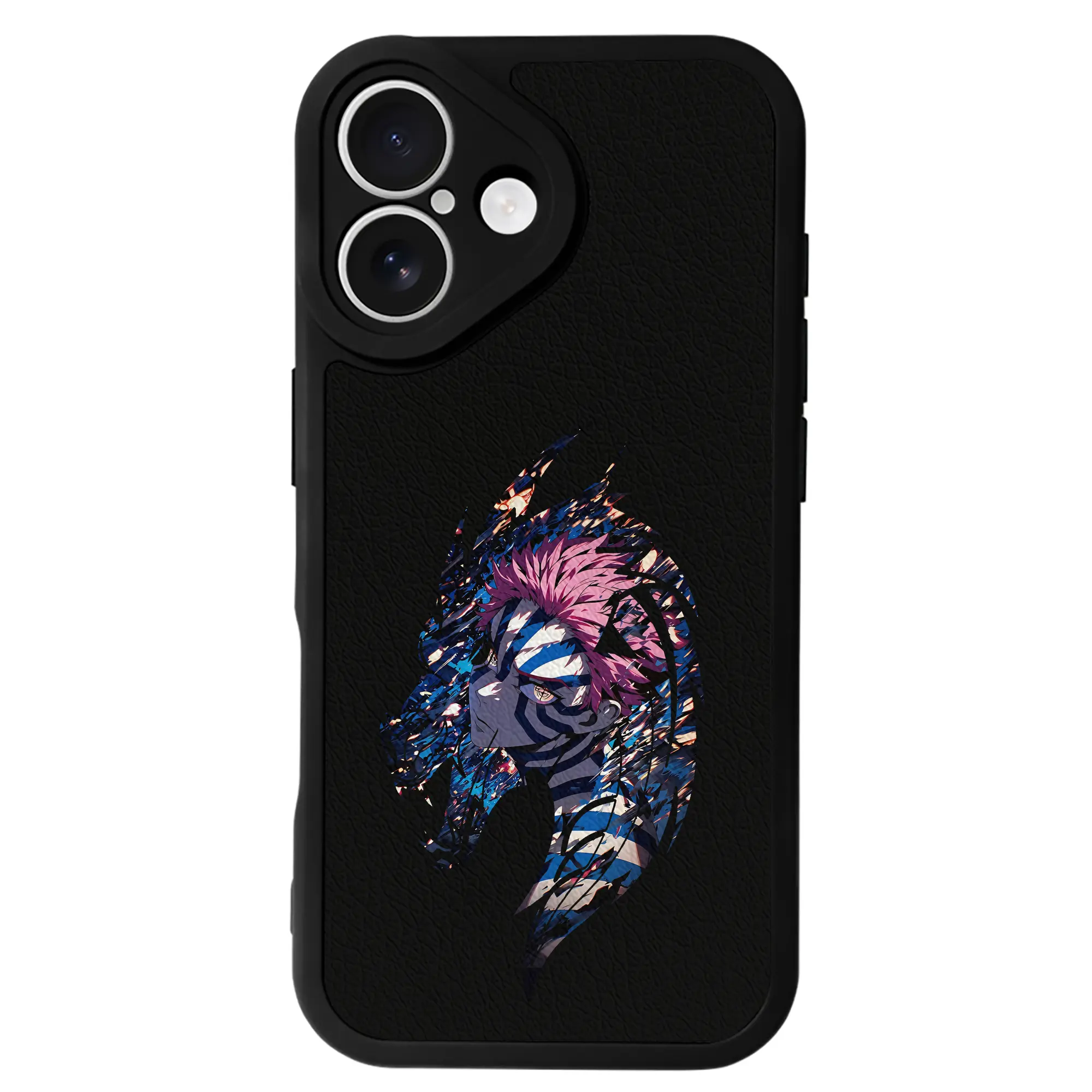 鬼滅の刃 グッズ,猗窩座 - IPhone 16シリーズ対応 ・ シリコンスマホケース ・ レザー調 ・ 高精度フィット ・ 耐衝撃 ・ ワイヤレス充電対応 ・ 精密カット